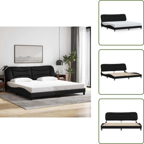 The Living Store Cadre de lit sans matelas Hvar noir 200x200 cm tissu - Oreiller de tête