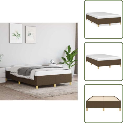 The Living Store Cadre de lit sans matelas marron foncé 120x190 cm tissu - Cadre De Lit - Lit Double - Lit En Tissu - Lit Marron - Meuble Chambre