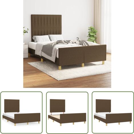 The Living Store Cadre de lit sans matelas marron foncé 120x190 cm tissu - Cadre De Lit - Lit Double - Tête De Lit - Meuble Chambre - Literie