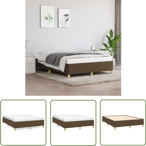 The Living Store Cadre de lit sans matelas marron foncé 140x200 cm tissu - Cadre De Lit - Lit Double - Literie - Meuble Chambre - Mobilier Chambre
