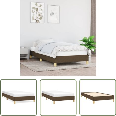 The Living Store Cadre de lit sans matelas marron foncé 90x200 cm tissu - Cadre De Lit - Lit Double - Literie - Meuble Chambre - Meubles De Chambre