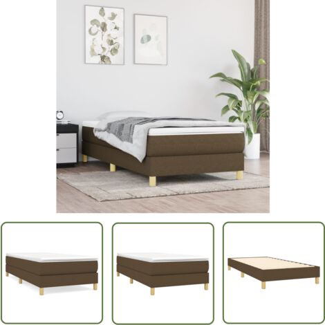 The Living Store Cadre de lit sans matelas marron foncé 90x200 cm tissu - Cadre De Lit - Lit Simple - Lit Adulte - Literie - Meuble Chambre