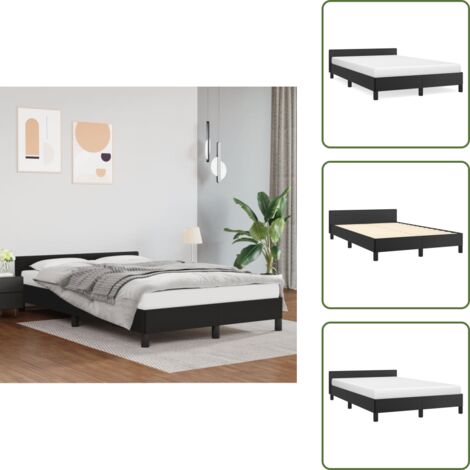 The Living Store Cadre de lit sans matelas noir 120x190 cm similicuir - Lit Double - Cadre De Lit - Literie - Meuble Chambre - Tête De Lit