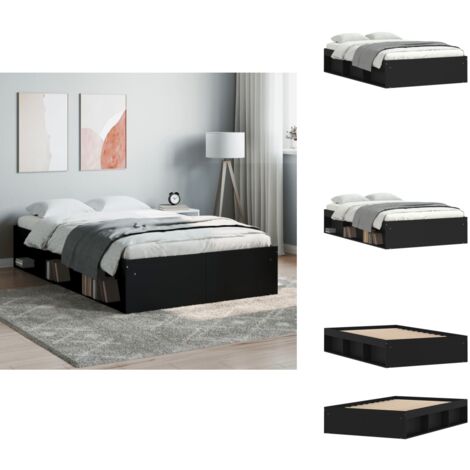 The Living Store Cadre de lit sans matelas noir 120x200 cm - Bois d'ingénierie