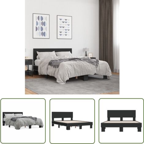 The Living Store Cadre de lit sans matelas noir 120x200 cm - Cadre De Lit - Lit Double - Literie - Meuble Chambre - Sommier