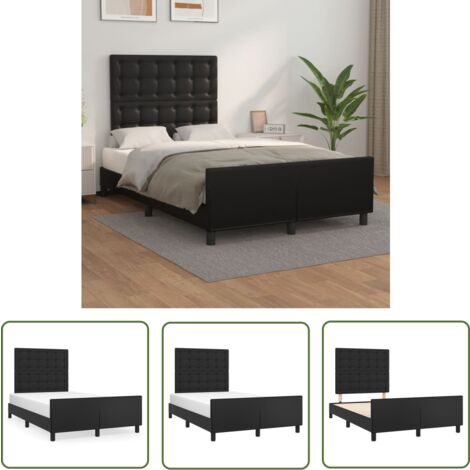 The Living Store Cadre de lit sans matelas noir 120x200 cm similicuir - Cadre De Lit - Lit Double - Lit Avec Têted’appui - Literie - Meubles De Chambre