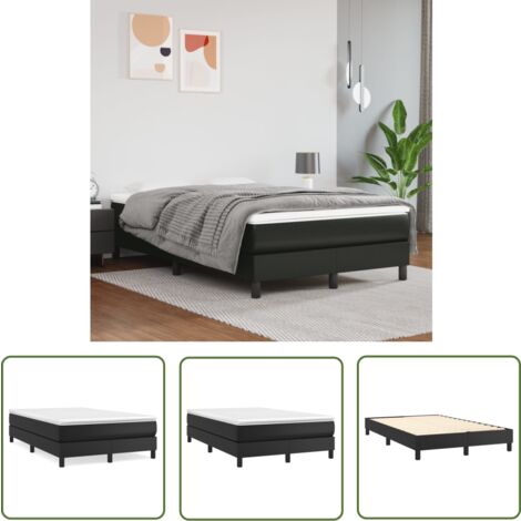 The Living Store Cadre de lit sans matelas noir 120x200 cm similicuir - Cadre De Lit - Lit Double - Lit Noir - Similicuir - Literie