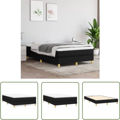 The Living Store Cadre de lit sans matelas noir 120x200 cm tissu - Cadre De Lit - Lit Double - Lit Noir - Literie - Meuble Chambre