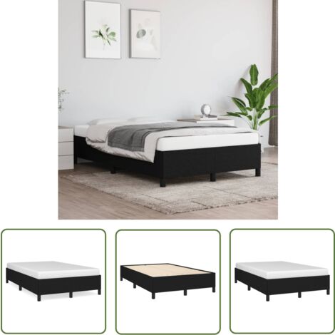 The Living Store Cadre de lit sans matelas noir 120x200 cm tissu - Cadre De Lit - Lit Double - Literie - Meuble Chambre - Design Moderne