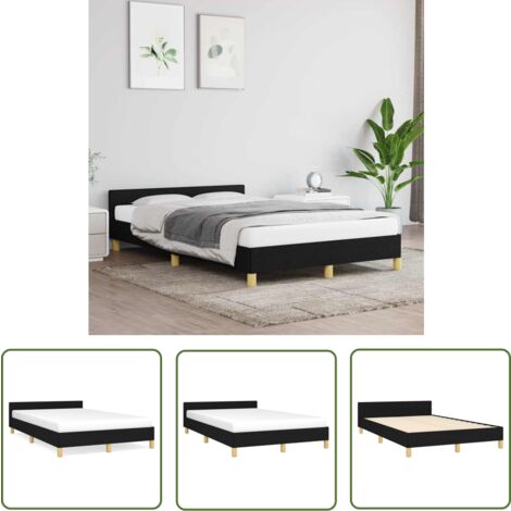 The Living Store Cadre de lit sans matelas noir 120x200 cm tissu - Cadre De Lit - Lit Double - Literie - Meuble Chambre - Design Moderne