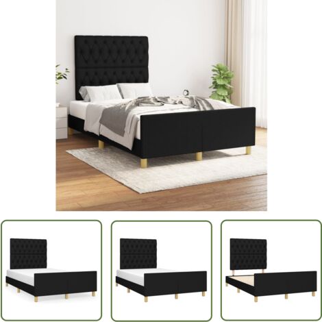 The Living Store Cadre de lit sans matelas noir 120x200 cm tissu - Cadre De Lit - Lit Double - Literie - Têtière De Lit - Meuble De Chambre