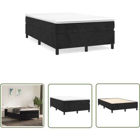 The Living Store Cadre de lit sans matelas noir 120x200 cm velours - Cadre De Lit - Lit Double - Lit Velours - Literie - Meuble Chambre