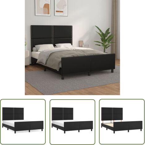 The Living Store Cadre de lit sans matelas noir 140x190 cm similicuir - Cadre De Lit - Lit Double - Literie - Meuble Chambre - Design Moderne