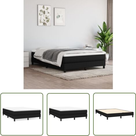 The Living Store Cadre de lit sans matelas noir 140x200 cm tissu - Cadre De Lit - Lit Double - Lit Noir - Literie - Meuble Chambre