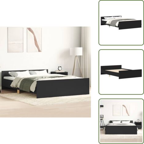 The Living Store Cadre de lit sans matelas noir 150x200 cm - Cadre De Lit - Lit Double - Lit Noir - Lit Design - Literie