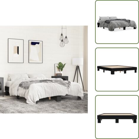 The Living Store Cadre de lit sans matelas noir 150x200 cm - Cadre De Lit - Lit Double - Literie - Meuble Chambre - Bois D'ingénierie
