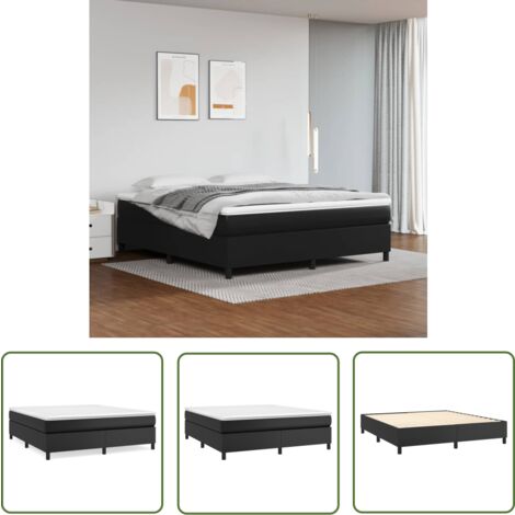 The Living Store Cadre de lit sans matelas noir 160x200 cm similicuir - Lit Double - Cadre De Lit - Similicuir - Literie - Meuble Chambre