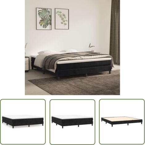The Living Store Cadre de lit sans matelas noir 160x200 cm velours - Cadre De Lit - Lit Double - Lit Velours - Literie - Meubles Chambre