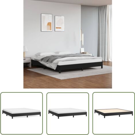 The Living Store Cadre de lit sans matelas noir 180x200 cm similicuir - Cadre De Lit - Lit Double - Similicuir - Lit Moderne - Meuble Chambre