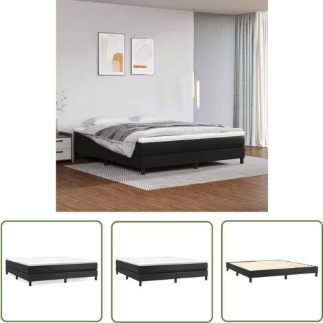 The Living Store Cadre de lit sans matelas noir 180x200 cm similicuir - Cadre De Lit - Lit Double - Similicuir - Lit Moderne - Meuble Chambre À Coucher