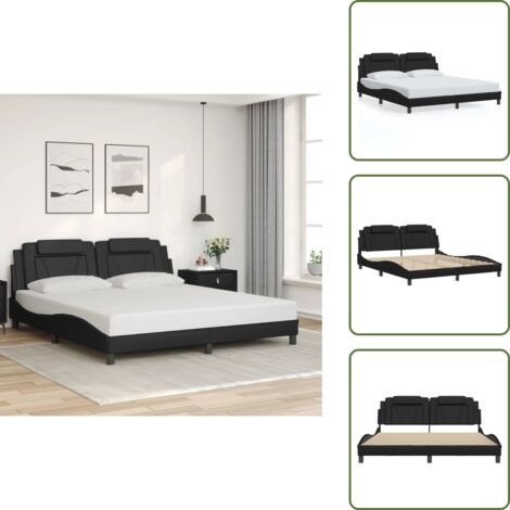 The Living Store Cadre de lit sans matelas noir 180x200 cm similicuir - Lit Double - Chambre À Coucher - Design Moderne - Cadre De Lit - Literie