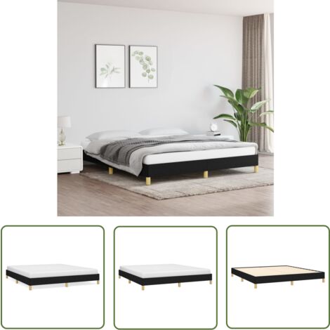 The Living Store Cadre de lit sans matelas noir 180x200 cm tissu - Cadre De Lit - Lit Double - Literie - Meuble Chambre - Sommier