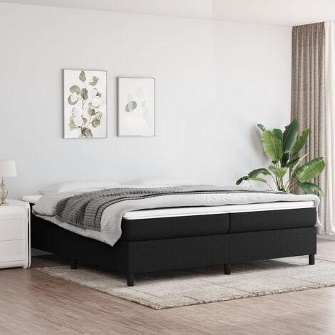 The Living Store Cadre de lit sans matelas noir 200x200 cm tissu - Cadre De Lit - Lit Double - Literie - Meuble Chambre - Design Moderne