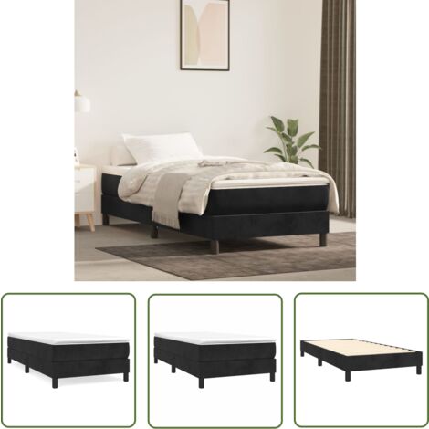 The Living Store Cadre de lit sans matelas noir 80x200 cm velours - Cadre De Lit - Lit Double - Lit Velours - Literie - Meuble Chambre