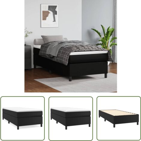 The Living Store Cadre de lit sans matelas noir 90x190 cm similicuir - Cadre De Lit - Lit Double - Lit Noir - Similicuir - Meuble Chambre