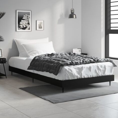 The Living Store Cadre de lit sans matelas noir 90x200 cm bois d'ingénierie - Cadre De Lit - Lit Double - Lit Noir - Lit Design - Meuble Chambre