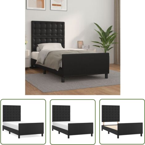 The Living Store Cadre de lit sans matelas noir 90x200 cm similicuir - Lit Double - Cadre De Lit - Lit Avec Têted’appui - Literie - Meubles De Chambre