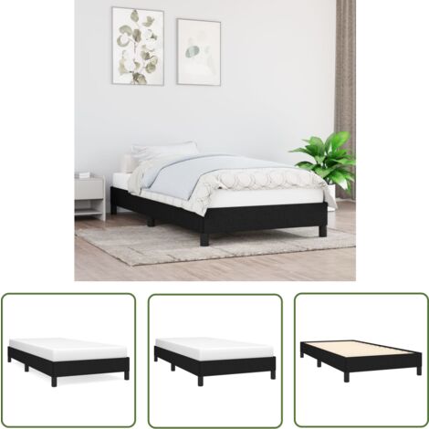 The Living Store Cadre de lit sans matelas noir 90x200 cm tissu - Cadre De Lit - Lit Double - Literie - Meuble Chambre - Sommier