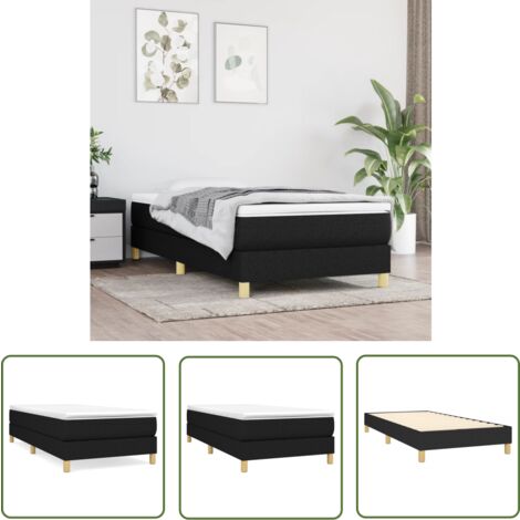 The Living Store Cadre de lit sans matelas noir 90x200 cm tissu - Cadre De Lit - Lit Simple - Lit Noir - Literie - Meuble Chambre