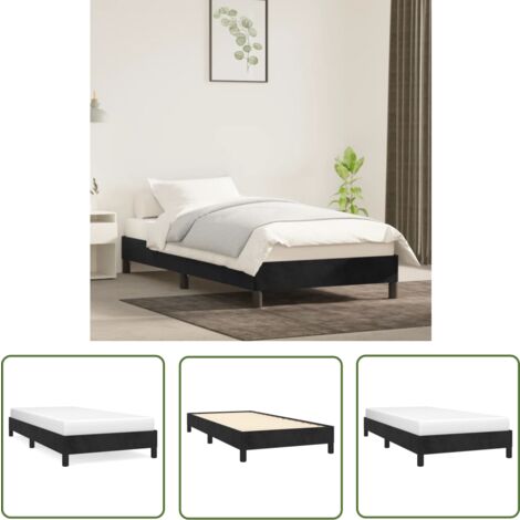 The Living Store Cadre de lit sans matelas noir 90x200 cm velours - Cadre De Lit - Lit Double - Lit Velours - Literie - Meuble Chambre