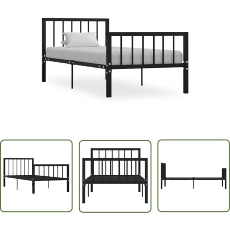 The Living Store Cadre de lit sans matelas noir métal 100x200 cm - Cadre De Lit - Lit Metal - Lit Double - Literie - Meuble Chambre