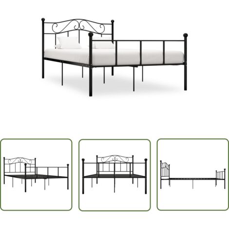 The Living Store Cadre de lit sans matelas noir métal 120x200 cm - Cadre De Lit - Lit Metal - Lit Double - Literie - Meuble Chambre