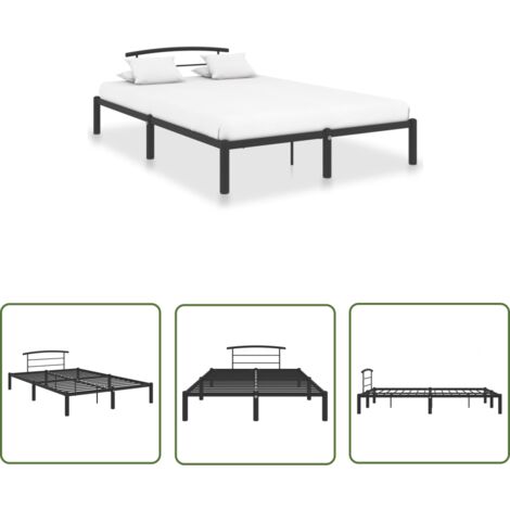 The Living Store Cadre de lit sans matelas noir métal 140x200 cm - Cadre De Lit - Lit Metal - Lit Double - Literie - Meuble Chambre