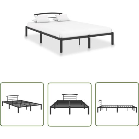 The Living Store Cadre de lit sans matelas noir métal 160x200 cm - Cadre De Lit - Lit Metal - Lit Double - Literie - Meuble Chambre