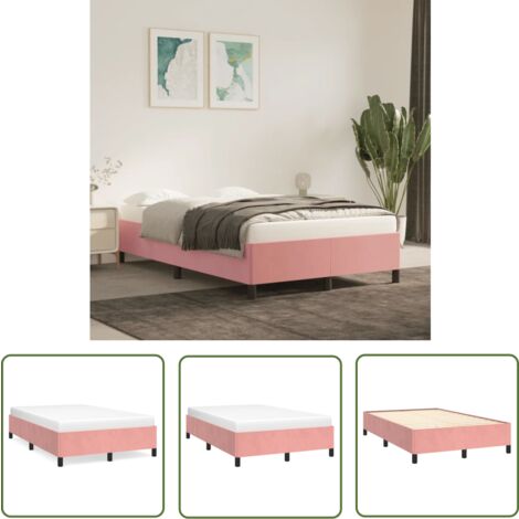 The Living Store Cadre de lit sans matelas rose 120x200 cm velours - Cadre De Lit - Lit Double - Lit Rose - Lit Velours - Meuble Chambre