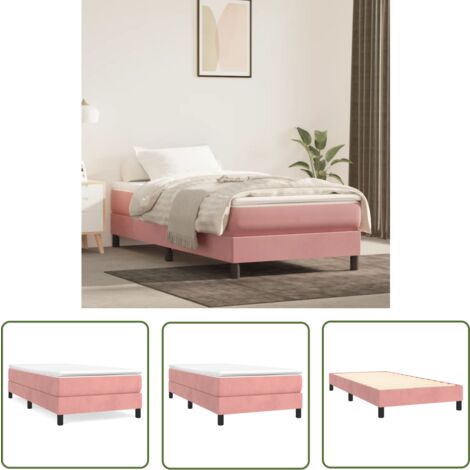 The Living Store Cadre de lit sans matelas rose 90x190 cm velours - Cadre De Lit - Lit Double - Lit Rose - Lit Velours - Literie