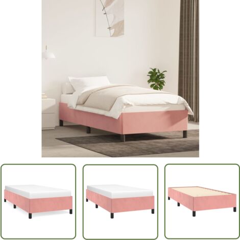 The Living Store Cadre de lit sans matelas rose 90x190 cm velours - Cadre De Lit - Lit Double - Lit Rose - Lit Velours - Meuble Chambre