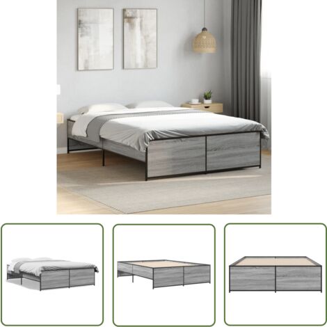 The Living Store Cadre de lit sans matelas sonoma gris 120x190 cm - Cadre De Lit - Lit Double - Lit Design - Lit Moderne - Sommier