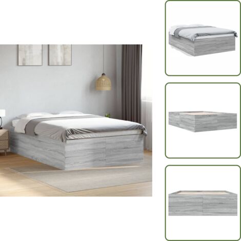 The Living Store Cadre de lit sans matelas sonoma gris 120x190 cm - Cadre De Lit - Lit Double - Lit En Bois - Lit Moderne - Sommier
