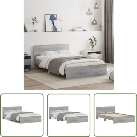 The Living Store Cadre de lit sans matelas sonoma gris 120x200 cm - Cadre De Lit - Lit Double - Lit Sommier - Lit Design - Bois D'ingénierie