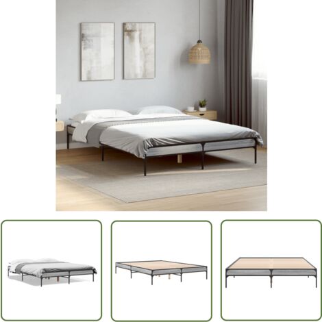 The Living Store Cadre de lit sans matelas sonoma gris 150x200 cm - Cadre De Lit - Lit Double - Lit Sommier - Bois D'ingénierie - Lit Design