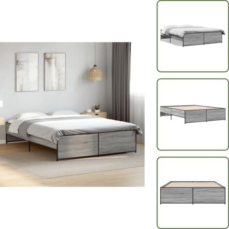 The Living Store Cadre de lit sans matelas sonoma gris 150x200 cm - Cadre De Lit - Lit Double - Sommier - Lit Design - Lit Moderne