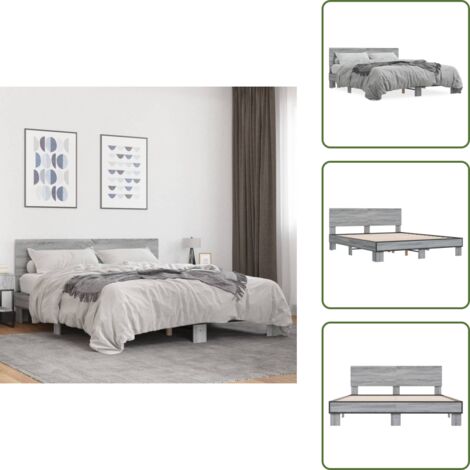 The Living Store Cadre de lit sans matelas sonoma gris 150x200 cm - Cadre De Lit - Lit Double - Sommier - Lit Design - Literie