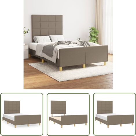 The Living Store Cadre de lit sans matelas taupe 120x190 cm tissu - Cadre De Lit - Lit Double - Tête De Lit - Literie - Meuble Chambre