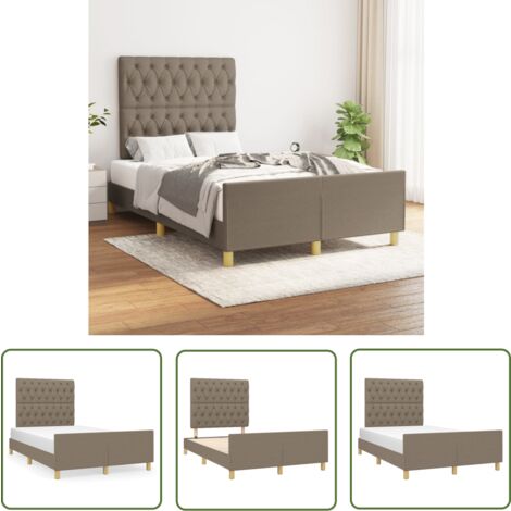The Living Store Cadre de lit sans matelas taupe 120x190 cm tissu - Cadre De Lit - Lit Double - Tête De Lit - Literie - Meubles De Chambre