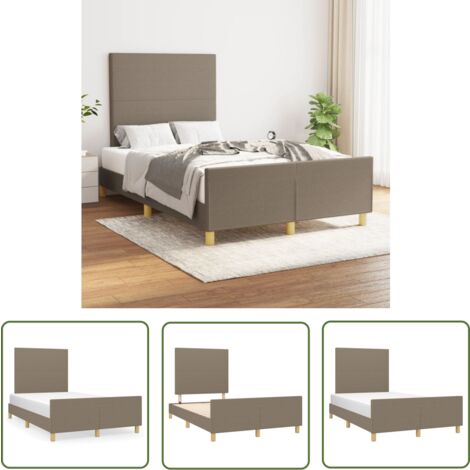 The Living Store Cadre de lit sans matelas taupe 120x190 cm tissu - Cadre De Lit - Lit Double - Tête De Lit - Literie - Meubles De Chambre